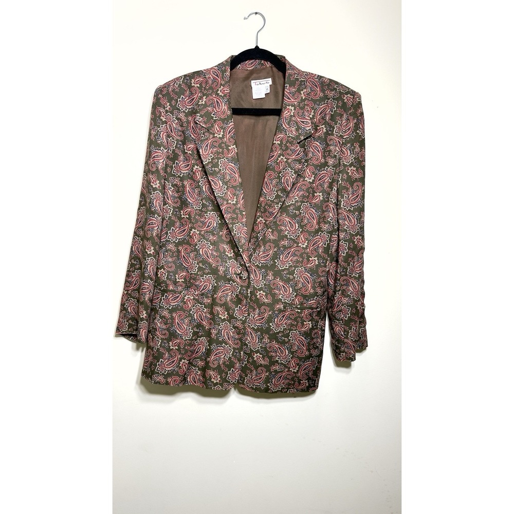 Vintage Talbots Paisley Blazer Jacket 14 Rustic Earth Tone One Button Academica